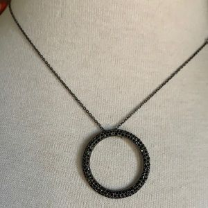 Nadri black silver circle O necklace